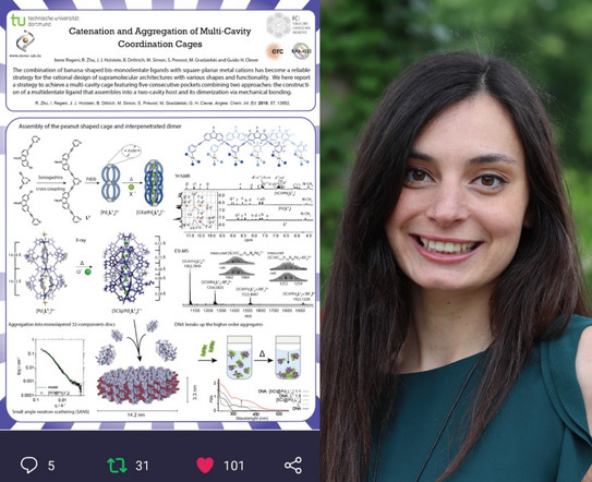 Picture of PhD student Irene Regeni together with her poster which was acknowledged with a poster price at the virtual ISMSC poster session 2020.