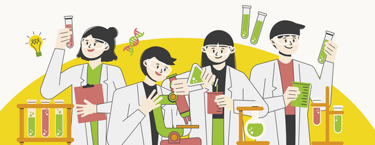 Grafik Schüler im Labor Grafik Schüler im Labor