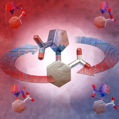 TOC figure showing a molecule with directional rotation around a single covalent bond